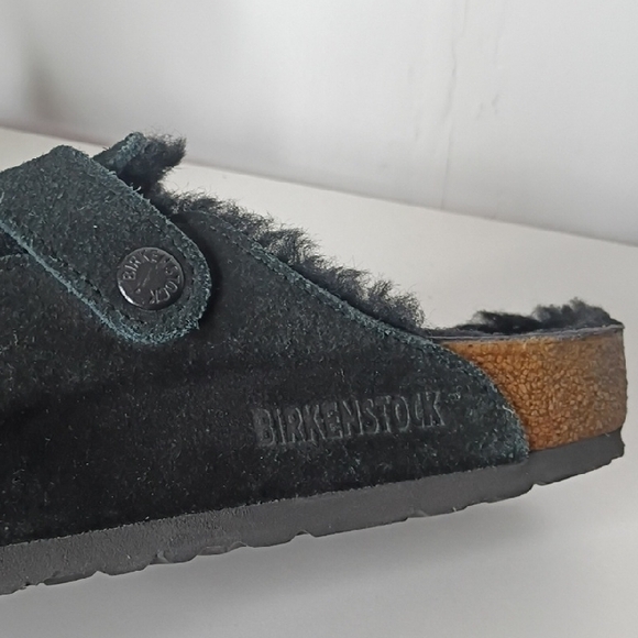 Birkenstock Boston Shearling Clogs Black Suede Leather Size 39 (US Women's 8) - Picture 3 of 12